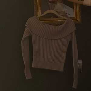 Madden Girl Taupe Off-Shoulder Sweater
